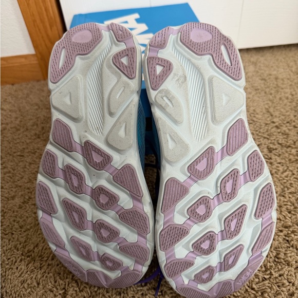 Women's Hoka Clifton Purple and Blue Running Shoes - Picture 2 of 5